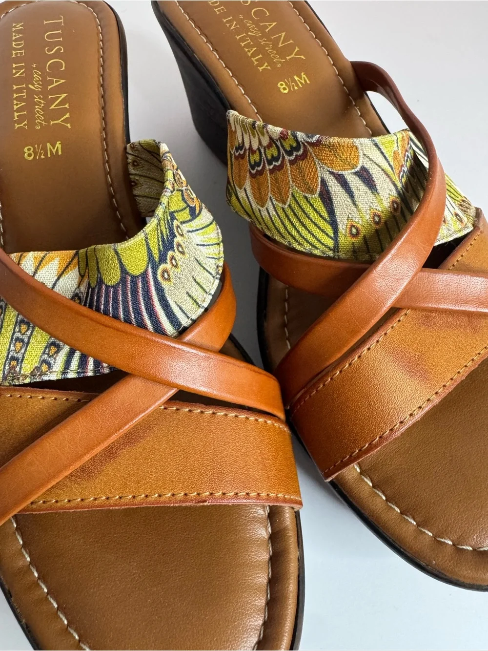 Tuscany by Easy Street Made in Italy Wedge Sandals Size 8.5M